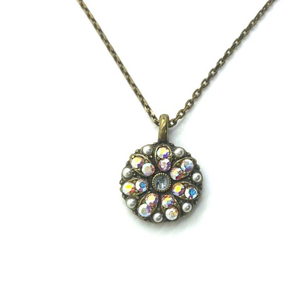 Mariana Necklace Pendant Shimmering AB, Clear, & White Pearls Austrian Crystals My Treasures Coll.