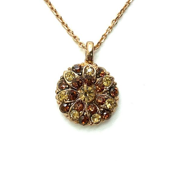 Mariana Necklace Pendant Floral Smoked Topaz & Golden Shadow Austrian Crystals My Treasures Coll.