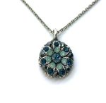 Necklace Pendant By Mariana Dancing the Night Away Coll. Elegant Floral Jet Black and Montana Blue Swarovski Crystals