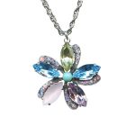 Mariana Necklace Pendant Preppy Turq, Lt Sapphire, Rose Opal, Jonquil, Lt Amethyst, & AB Austrian Crystals Coco Icons Coll.