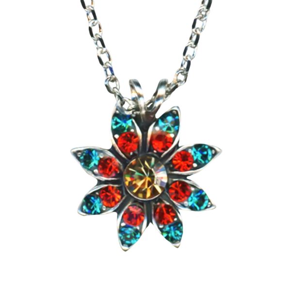 Mariana Necklace Pendant Fab Red, Teal, & Golden Shadow Austrian Crystals Tinsel Winter Wonderland Coll.