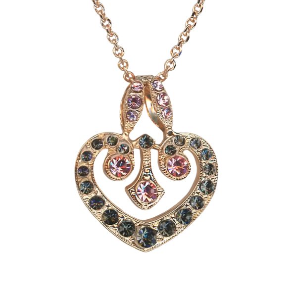 Mariana Necklace Pendant Heart Shaped Silver Night & Lt Rose Austrian Crystals Madagascar Africa Coll.