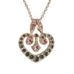 Mariana Necklace Pendant Heart Shaped Silver Night & Lt Rose Austrian Crystals Madagascar Africa Coll. - Image 3