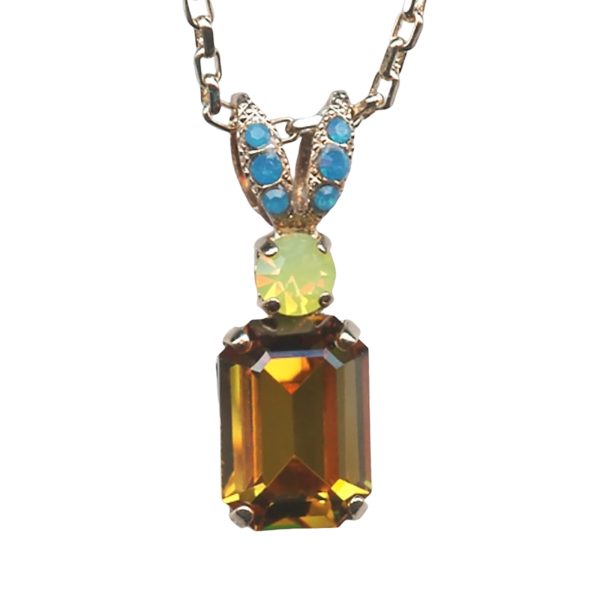 Mariana Necklace Pendant Exquisite Amber, Yellow Opal, & Caribbean Blue Opal Austrian Crystals Kokomo Songbook Coll.