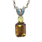 Mariana Necklace Pendant Exquisite Amber, Yellow Opal, & Caribbean Blue Opal Austrian Crystals Kokomo Songbook Coll. - Image 3
