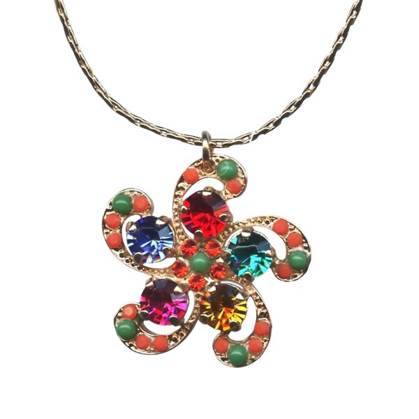 Necklace Pendant By Mariana Fantasy Nirvana Coll. Sassy Floral Multi-Colored Swarovski Crystals