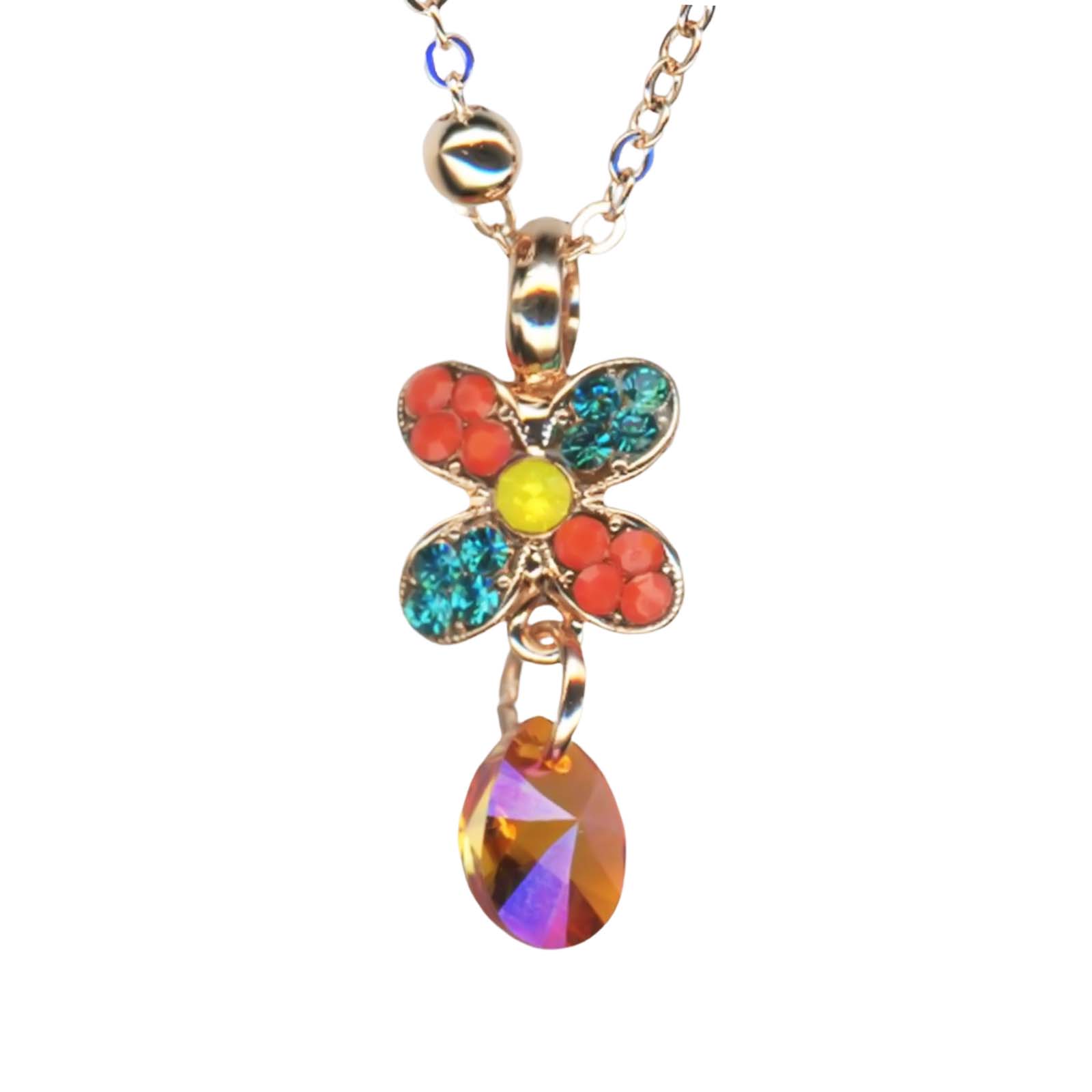 N-5241-1077(1) Mariana Necklace Pendant Sassy Blue Zircon, Coral, Yellow Opal, & Sun Austrian Crystals Masai Africa Coll. - Image 1