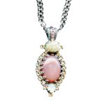 Mariana Necklace Pendant Charming Pink Coral & Riverstone Mineral, Topaz, & White Opal Austrian Crystals Orchid Silk Road Coll. - Image 3