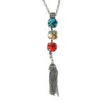 Mariana Necklace Pendant Fab Red, Teal, & Golden Shadow Austrian Crystals Tinsel Winter Wonderland Coll.