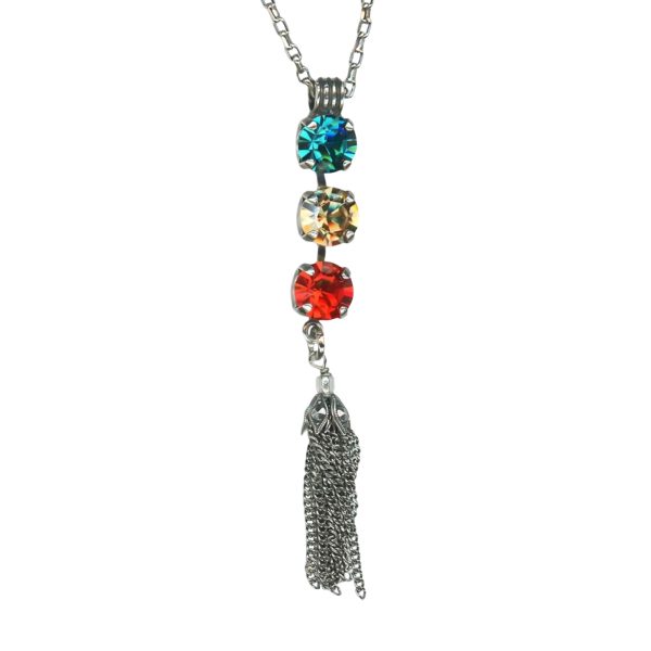 Mariana Necklace Pendant Fab Red, Teal, & Golden Shadow Austrian Crystals Tinsel Winter Wonderland Coll.