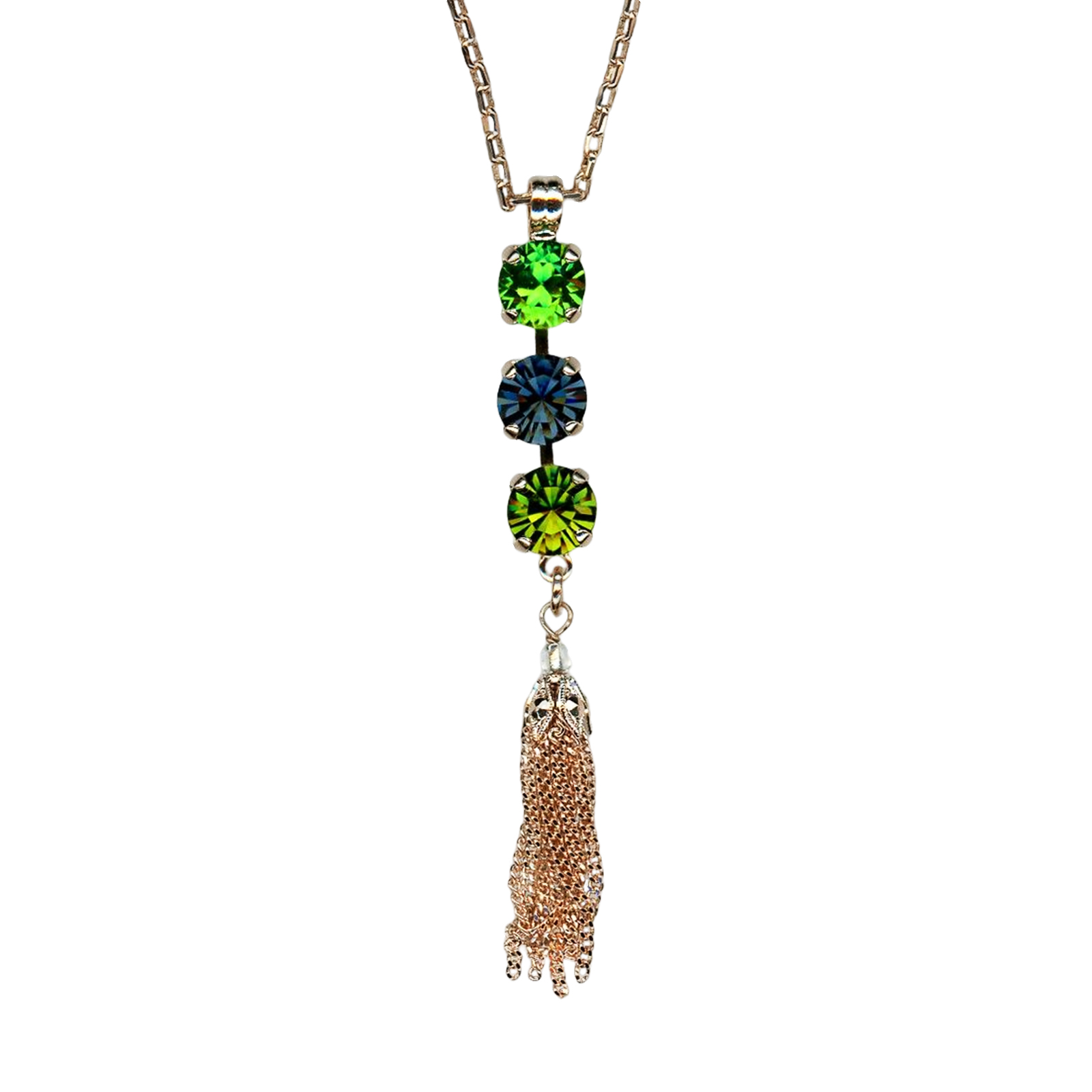 N-5252-1-1133(1) Mariana Necklace Pendant Beautiful Emerald, Montana Blue & Olivine Austrian Crystals Atlantis Under The Sea Winter 2021 Coll. - Image 1