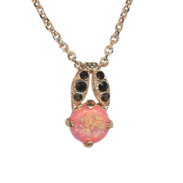 Mariana Necklace Pendant Precious Salmon Pink SO Mineral & Jet Austrian Crystals Magic Once Upon A Mariana Coll.