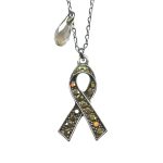 Mariana Necklace Pendant Cancer Awareness Ribbon Aurum & Silk Austrian Crystals My Treasures Coll. - Image 3