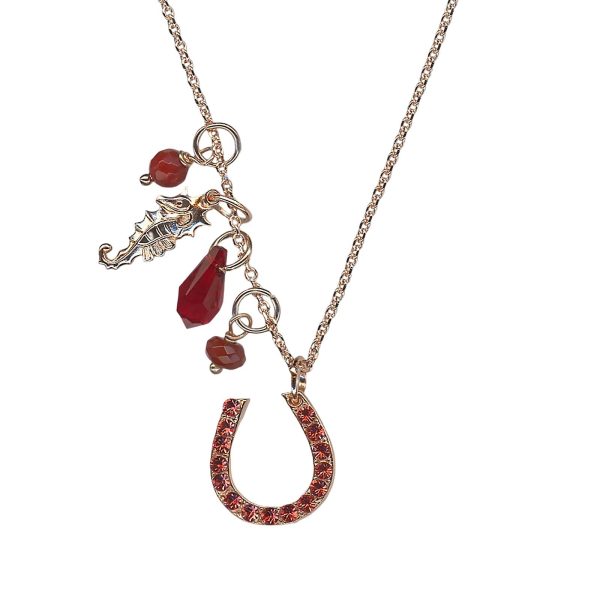 Mariana Necklace Pendant Charming Red Opalite Mineral, Siam, & Padparadscha Austrian Crystals Sorbet Delight Winter 2021 Coll.