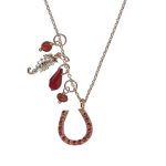 Mariana Necklace Pendant Charming Red Opalite Mineral, Siam, & Padparadscha Austrian Crystals Sorbet Delight Winter 2021 Coll. - Image 2