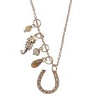 Mariana Necklace Pendant Elegant Riverstone Mineral, Lt Colorado Topaz, & Golden Shadow Austrian Crystals Out Of Africa Winter 2021 Coll.