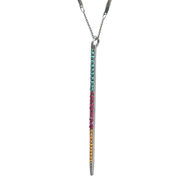 Mariana Necklace Pendant Fab Blue Zircon, Fuchsia, & Sun Austrian Crystals Masai Africa Coll.