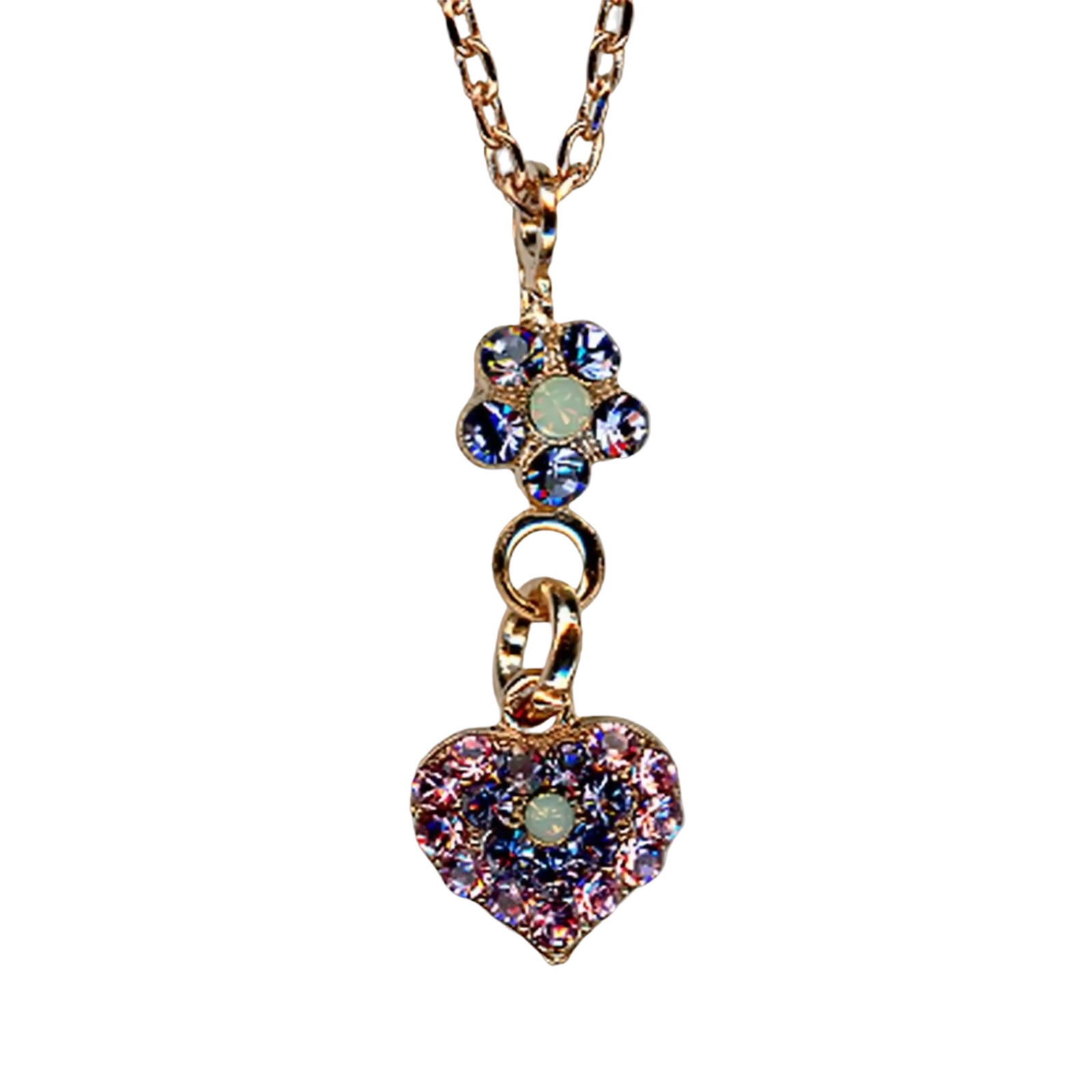 N-5322-9-1122-RG(1) Mariana Necklace Pendant Exquisite Lt Rose, Tanzanite & Chrysolite Opal Austrian Crystals My Treasures Coll. - Image 1