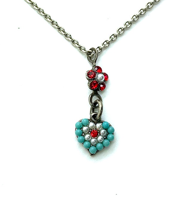 N-5322-9-1126-SP (1) Mariana Necklace Pendant Fabulous Siam, Pearl, & Turq Austrian Crystals Happiness Joy Of Life Coll. - Image 1