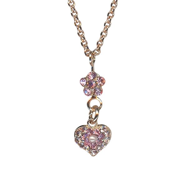 Mariana Necklace Pendant Beautiful Pearl, Lt Rose & Golden Shadow Austrian Crystals Love Joy Of Life Coll.
