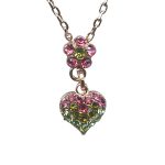 Necklace Pendant By Mariana Woman Olive, Peridot and LT Rose Swarovski Crystals