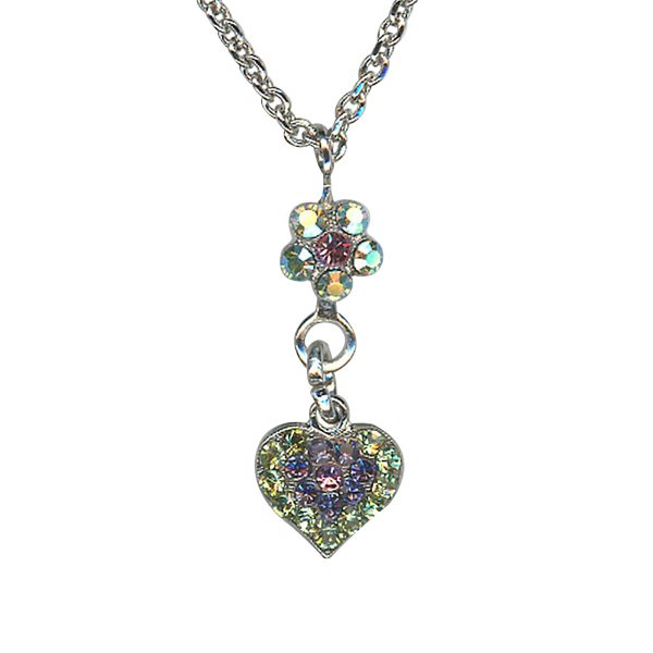 Mariana Necklace Pendant Exquisite Chrysolite, Lt Rose, & Tanzanite Austrian Crystals My Treasures Coll.