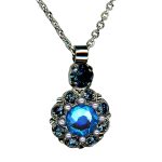 Mariana Necklace Pendant Luxurious Pearl, Sun Kissed Capri & Montana Blue Austrian Crystals Blue Morpho My Butterfly Coll.