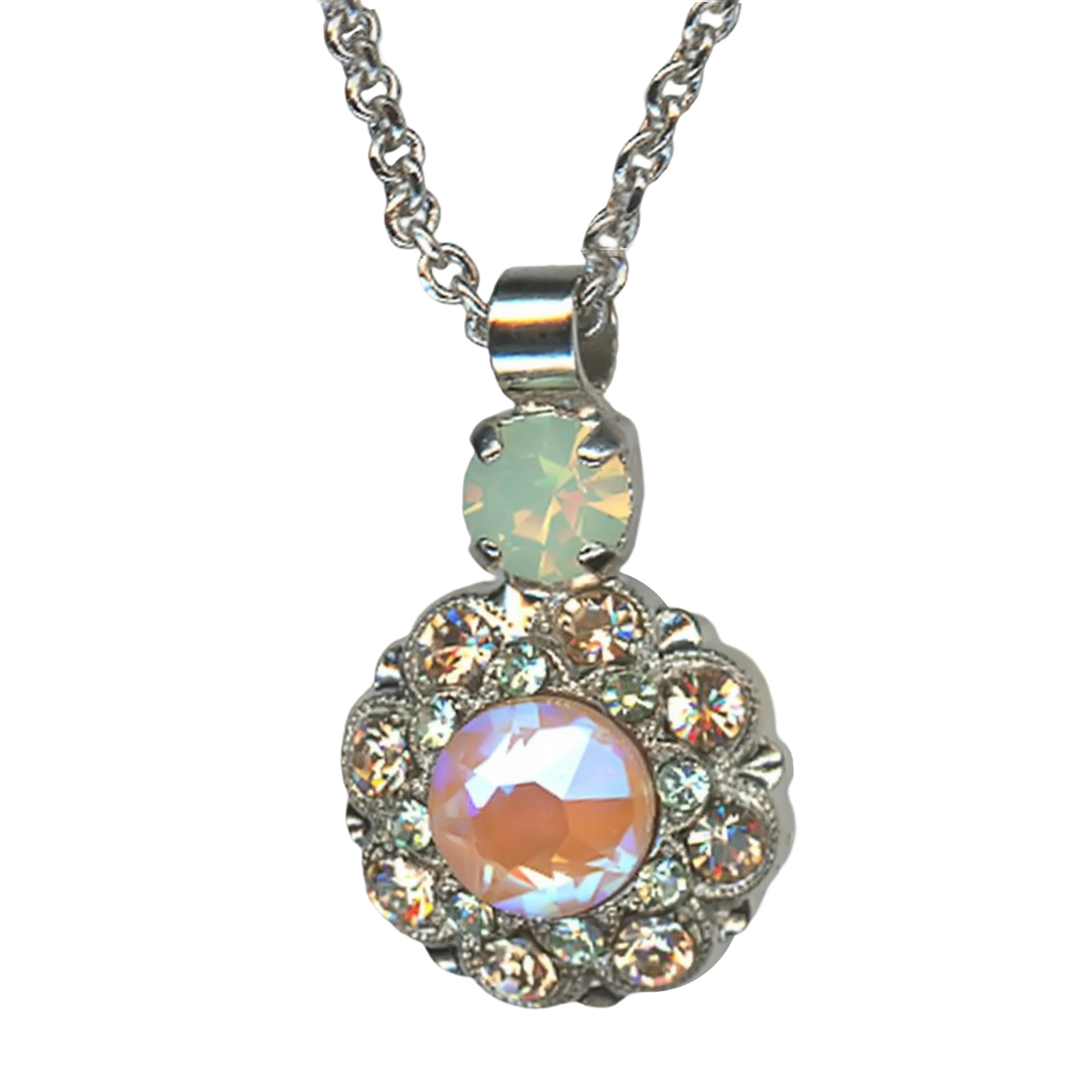 N-5417-1124-SP(1) Mariana Necklace Pendant Lovely Chrysolite Opal, Peridot, Sun Kissed Peach & Lt Peach Austrian Crystals My Treasures Coll. - Image 1