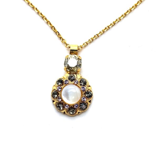 Necklace Pendant By Mariana Woman Adorable Clear and Cream Pearl Swarovski Crystals