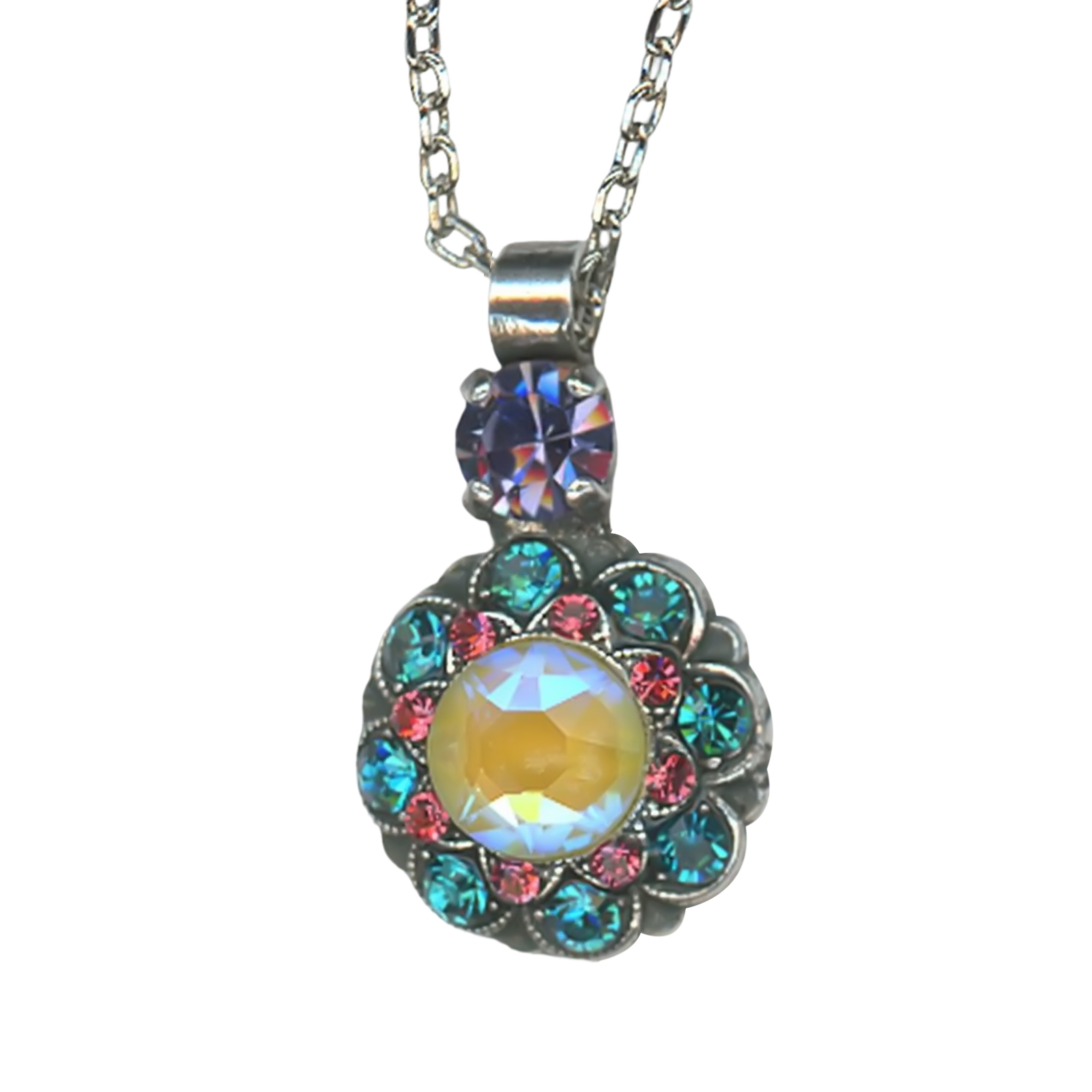 N-5417-1909-SP(1) Mariana Necklace Pendant Exquisite Sun kissed Sunshine, Tanzanite, Pink, & Teal Austrian Crystals Poppy Coll. - Image 1