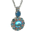 Mariana Necklace Pendant Glamorous Ocean Delite, Padparadscha & Aqua Matt Austrian Crystals Botanica Coll. - Image 2