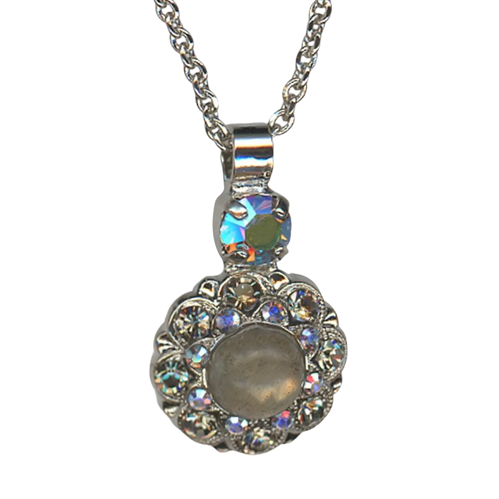 N-5417-M5537-SP(1) Mariana Necklace Pendant Timeless Serpentine Mineral & AB Austrian Crystals My Treasures Coll. - Image 1