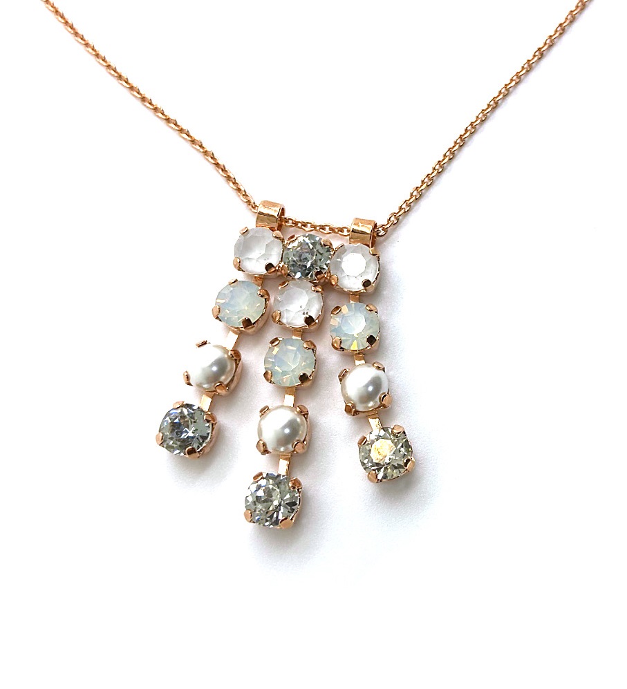 N-5430-3-1147-RG (3) Mariana Necklace Pendant Timeless Cream Pearl, White Opal, & Clear Austrian Crystals Cake Batter A La Mode Coll. - Image 1