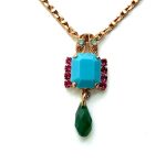 Mariana Necklace Pendant Sophisticated Turq, Fuchsia, Fern Green, Topaz, & Pacific Opal Austrian Crystal Happy Days Icons Coll.