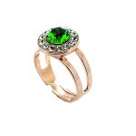 Ring By Mariana Woman Exquisite Emerald and Clear Swarovski  Crystals