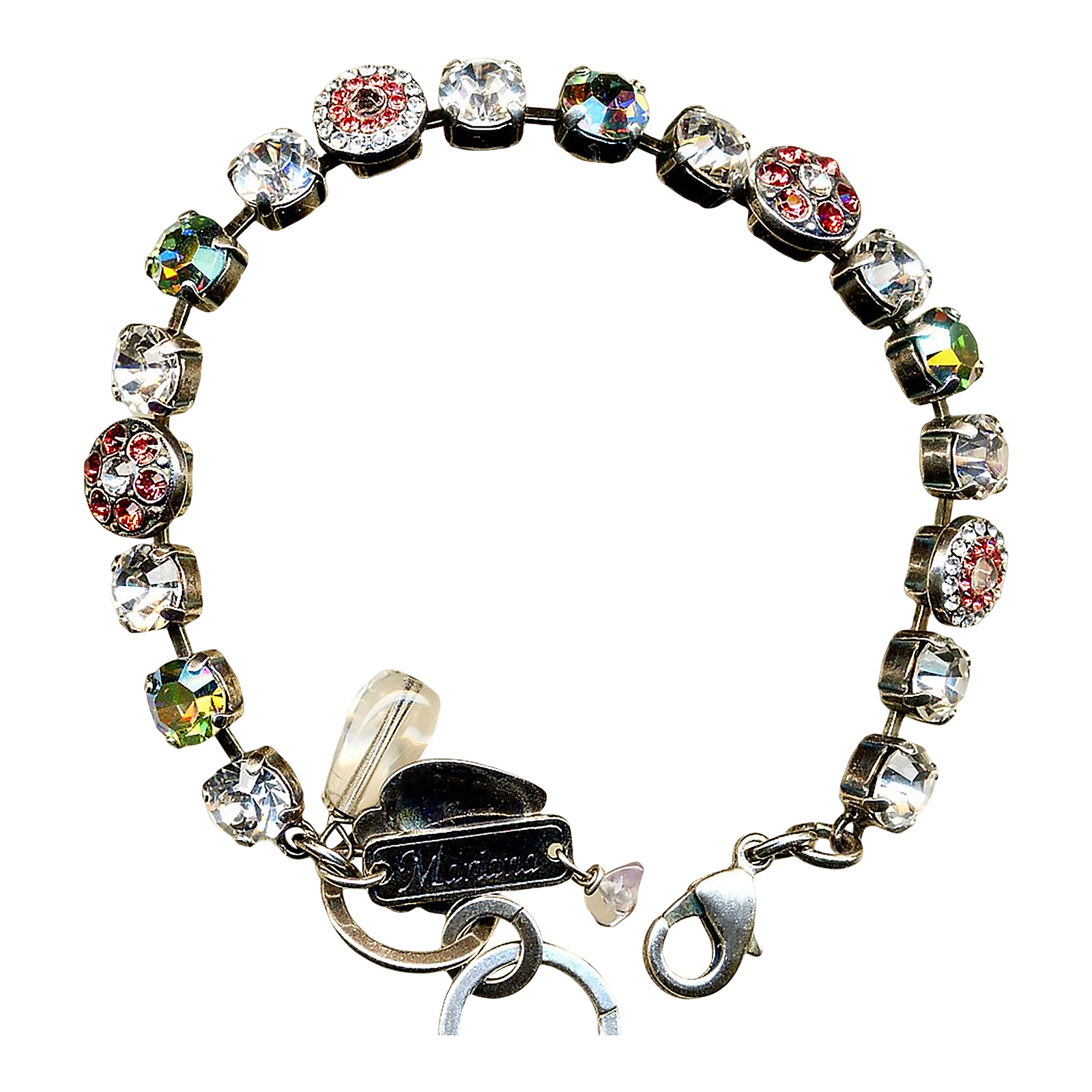 B-4044-001-2-SP (1) Mariana Bracelet Shimmering Clear, Vitrail Med, & Rose Peach Austrian Crystals My Treasures Coll. - Image 1