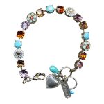 Mariana Bracelet Beautiful Violet, Lt Smoked Topaz, Turq, Amber, Pacific Opal, & Topaz Austrian Crystals My Treasures Coll.
