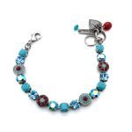 Bracelet By Mariana My Treasures Coll. Vitrail, Coral, Aquamarine, Turquoise & Pacific Opal Swarovski Crystals