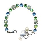 Mariana Bracelet Lovely Aquamarine, Peridot, & Cream Pearl Austrian Crystals My Treasures Coll.