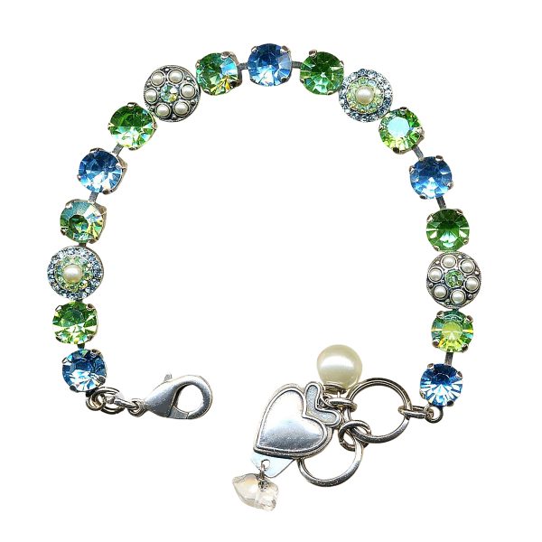 Mariana Bracelet Lovely Aquamarine, Peridot, & Cream Pearl Austrian Crystals My Treasures Coll.