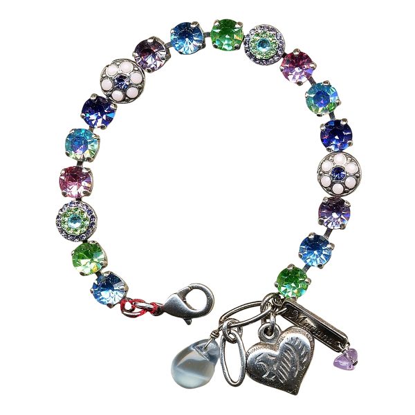 Mariana Bracelet Glamorous Peridot, Aquamarine, Tanzanite, Lt Rose, & Pink Opal Austrian Crystals My Treasures Coll.