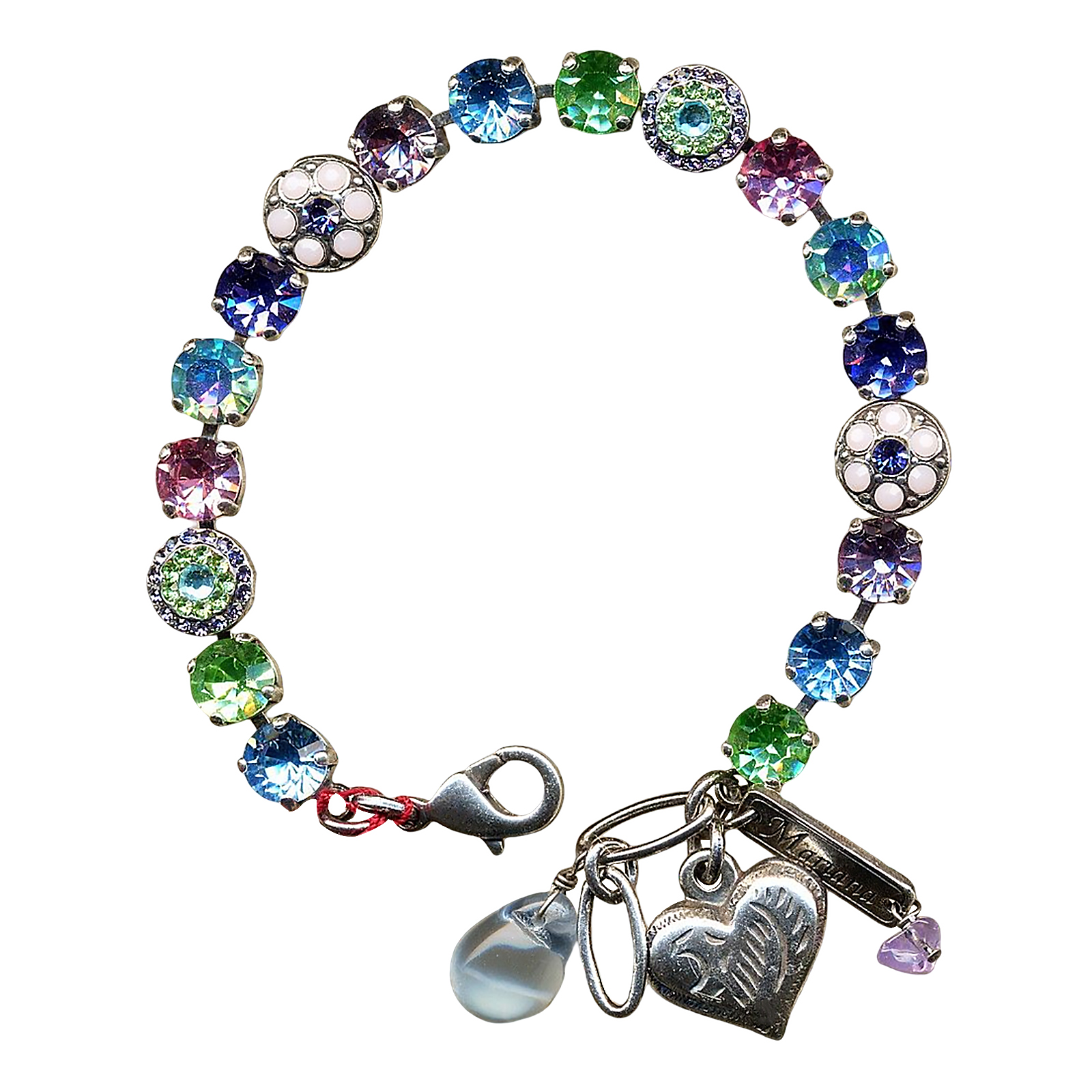 B-4044-88-SP (1) Mariana Bracelet Glamorous Peridot, Aquamarine, Tanzanite, Lt Rose, & Pink Opal Austrian Crystals My Treasures Coll. - Image 1
