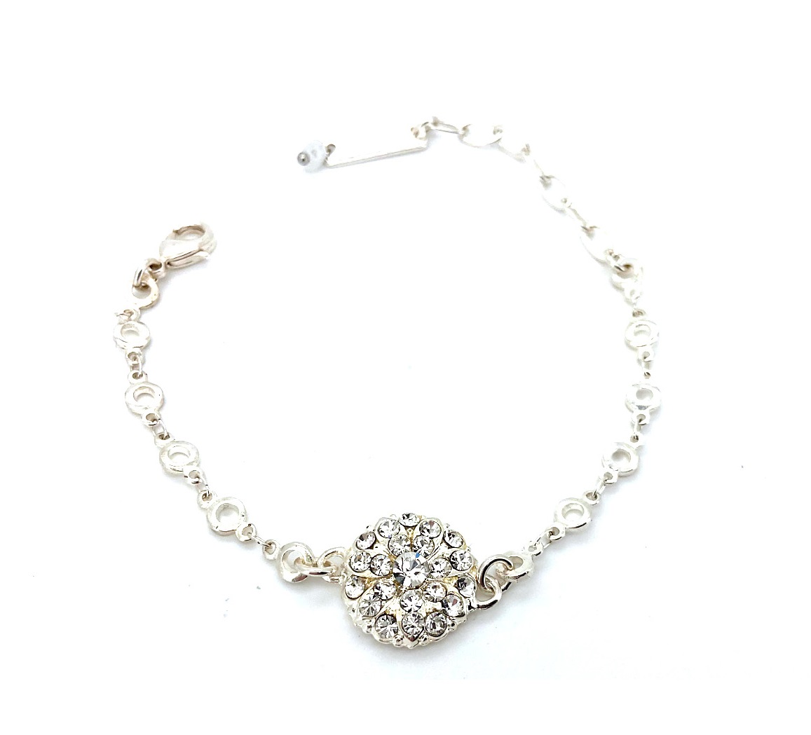 B-4212-2-001001-WS (1) Bracelet By Mariana Woman Guardian Angel Floral Clear Swarovski Crystals - Image 1