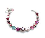 Mariana Bracelet Floral in Pinks, Silky Sage Delite, Siam, Clear, & Burgundy Austrian Crystals Take My Breath Away Coll.