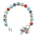 Mariana Bracelet Shimmering AB, Red Coral, Turq, Aquamarine, & Pacific Opal Austrian Crystals Icons Coll. - Image 3