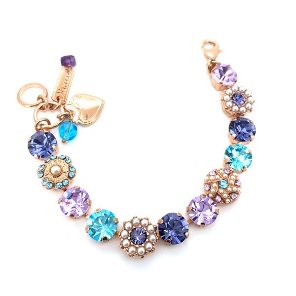 Mariana Bracelet Glamorous Aquamarine, Tanzanite, Violet, & Pearl Austrian Crystals Power Of Love Coll.