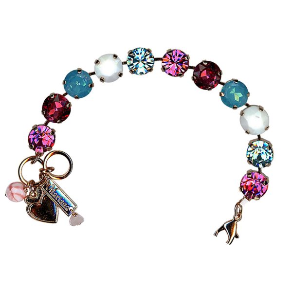 Mariana Bracelet Gorgeous Rose, Siam, Aquamarine, White Opal, & Caribbean Blue Opal Austrian Crystals Summer 2022 Coll.