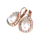 Earrings By Mariana Woman Elegance Pear Shape Pearl and Clear Swarovski Crystals