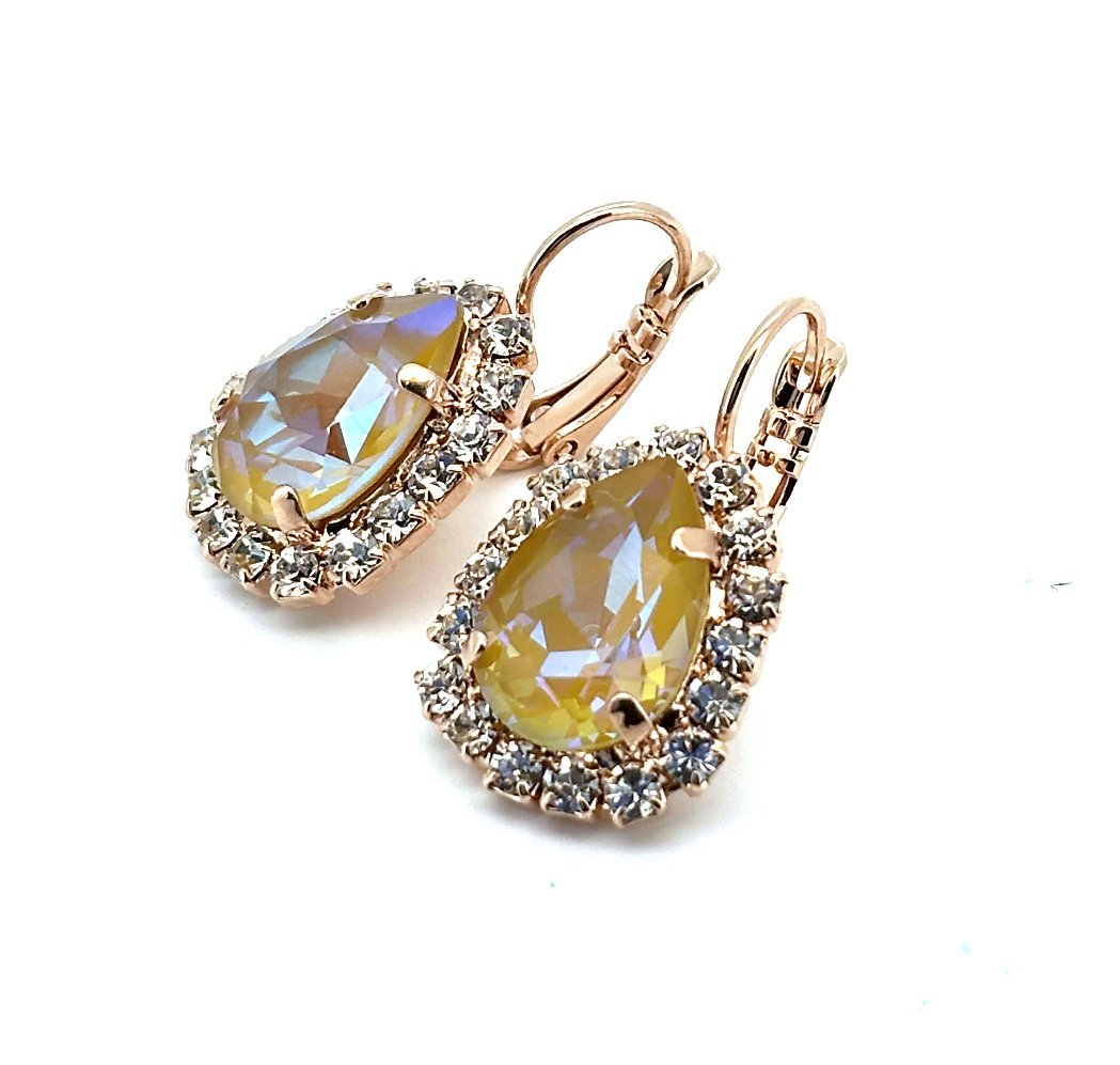 E-1032-11-1125-RG6 (2) Earrings By Mariana Woman Alluring Sun Kissed Horizon and Peach Swarovski Crystals - Image 1