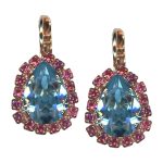 Mariana Earrings Lovely Lt Turq & Rose Austrian Crystals Memories of Montmartre Summer 2022 Coll. - Image 3